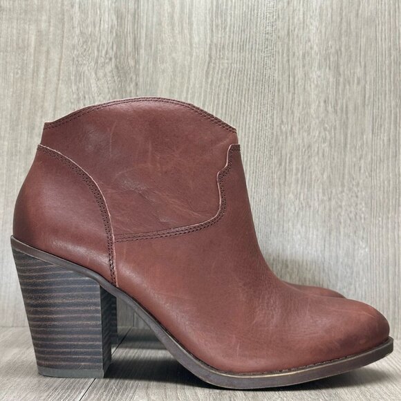Lucky Brand Shoes - Lucky Brand Boots Womens 10M/40 Eller Western Stacked Heel Side Zip Ankle Brown